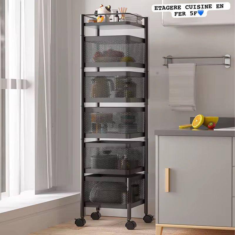 🧺 Étagère de rangement 5 niveaux à roulettes