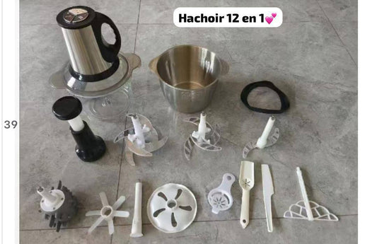 🌀 Hachoir Électrique 3 Litres – 12 en 1