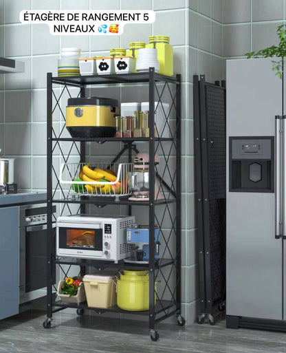 🧺 Étagère de Rangement en Fer – 5 Niveaux Pliables et Solides 💪🏽
