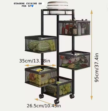 🧺 Étagère de rangement 5 niveaux à roulettes