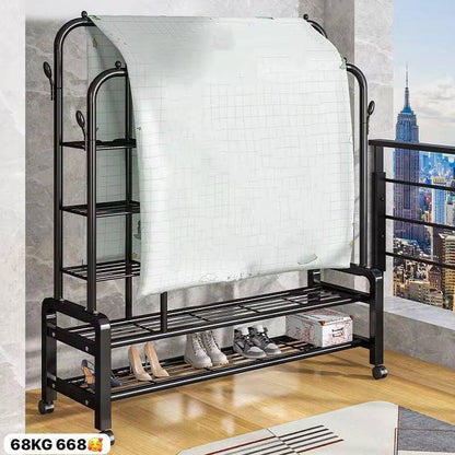 🧥 Penderie Double Bar avec Étagère de Rangement – Capacité 68 kg