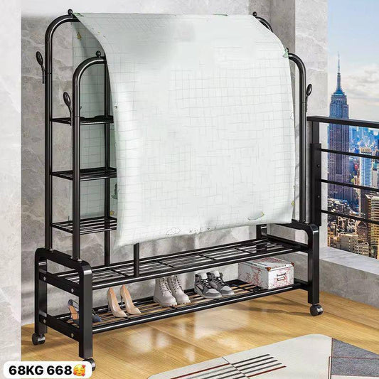 🧥 Penderie Double Bar avec Étagère de Rangement – Capacité 68 kg